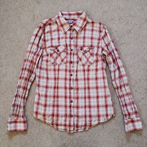 Carhartt Button Up Plaid Cotton Long Sleeves Shirt Metal Buttons Women's Size M